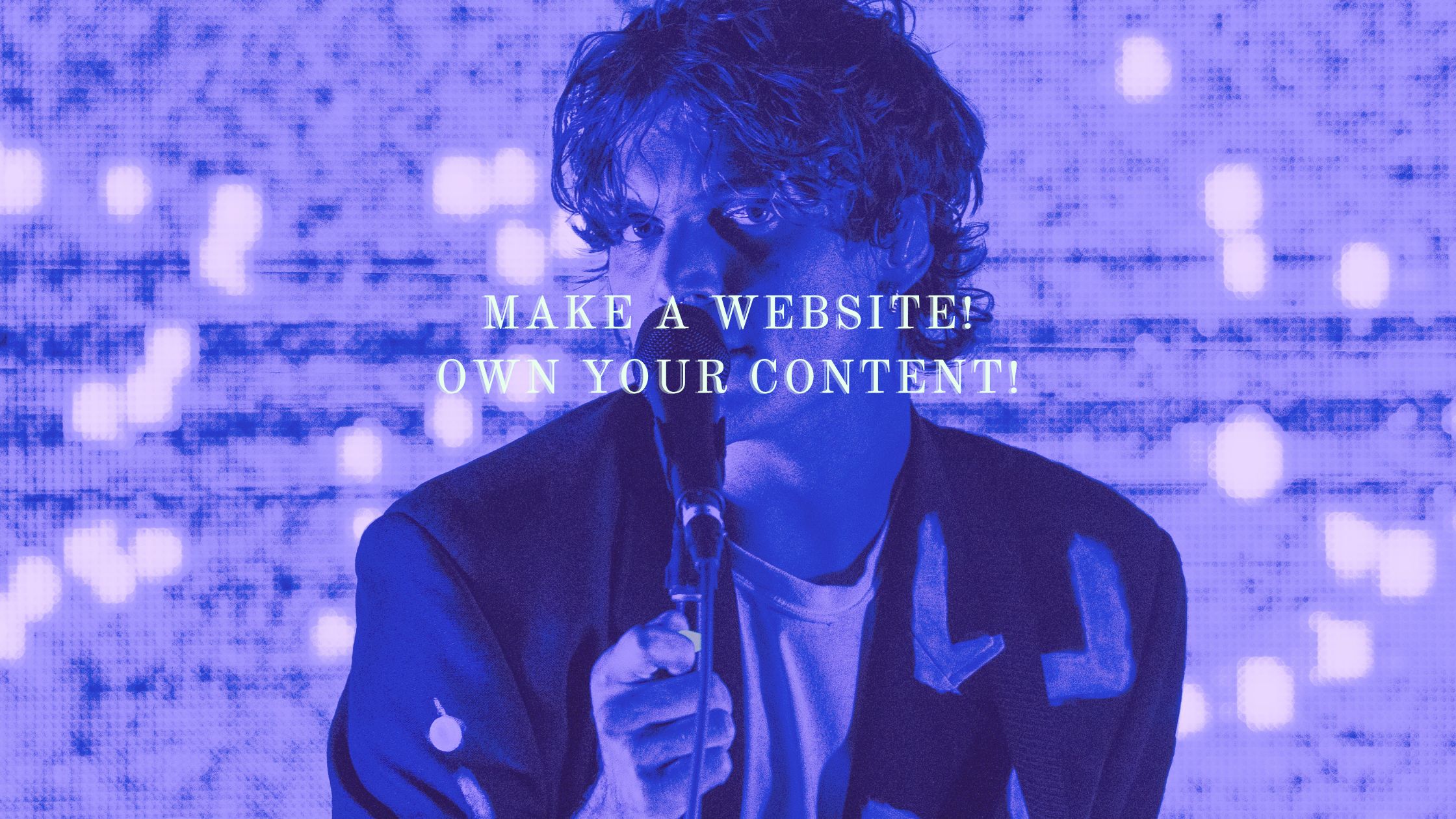close up image of a singer with purple overlay